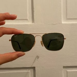 Ray Bans w/ gold rim and green lenses